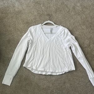 White v neck sweater sweatshirt material